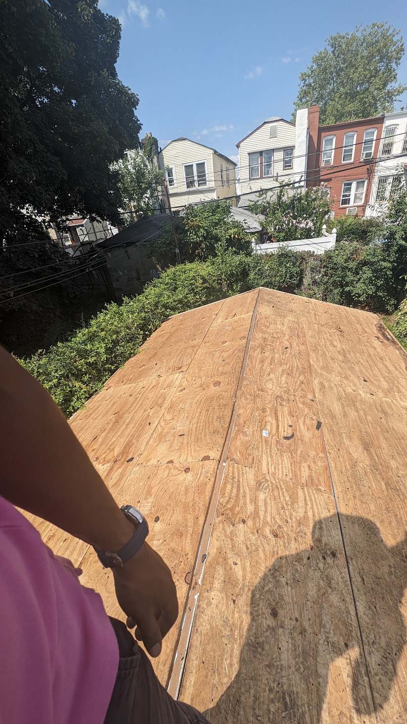 New plywood roof decking installed during a Kellets Brooklyn roof project