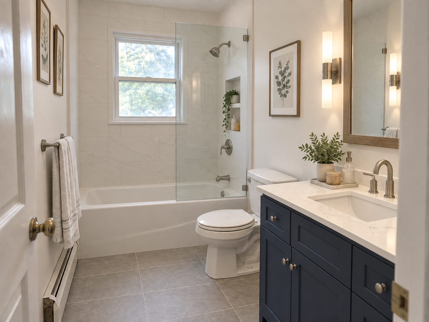 AI design visualization of the same bathroom after renovation