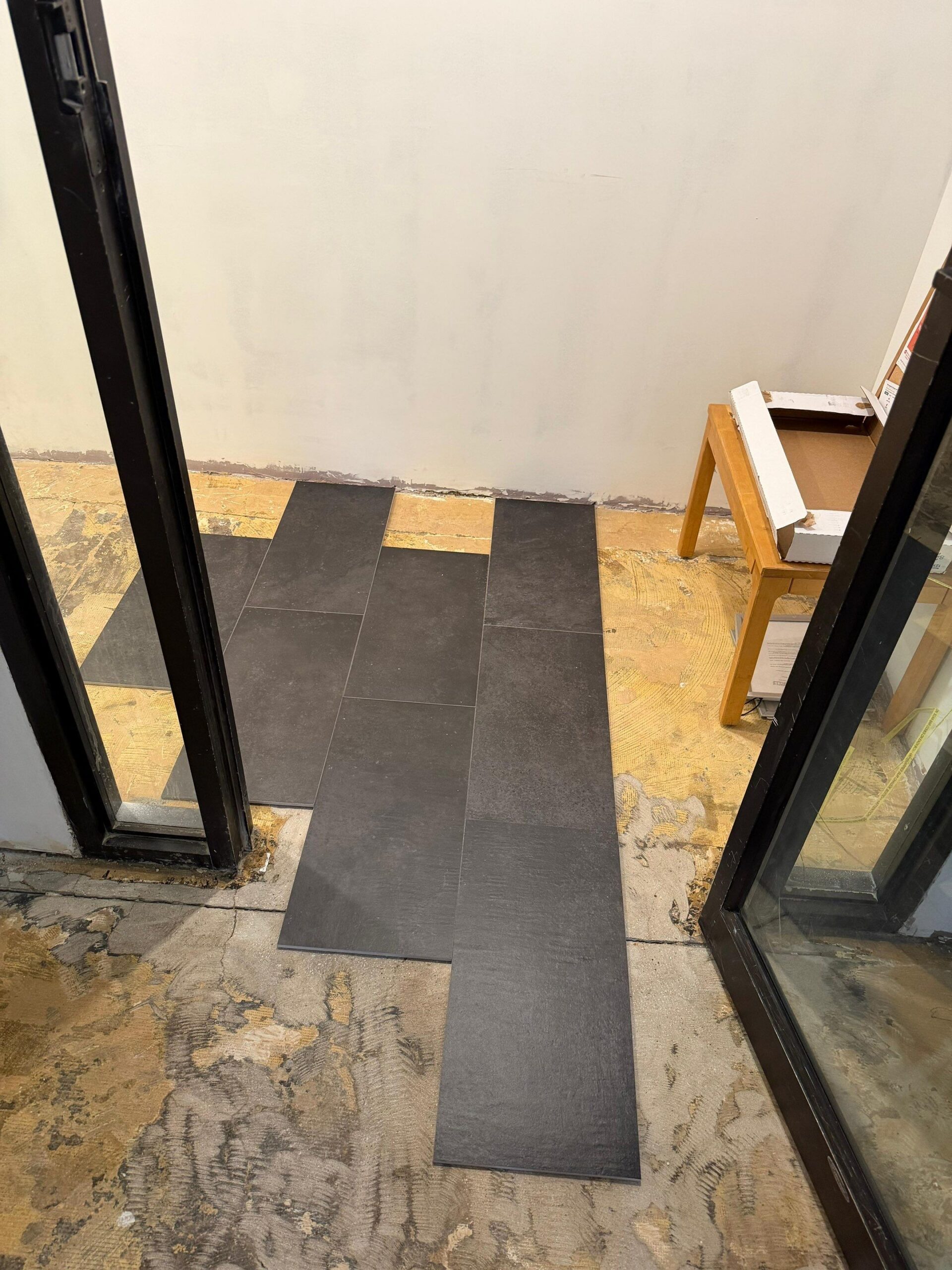 Flooring layout review in a Brooklyn multifamily corridor